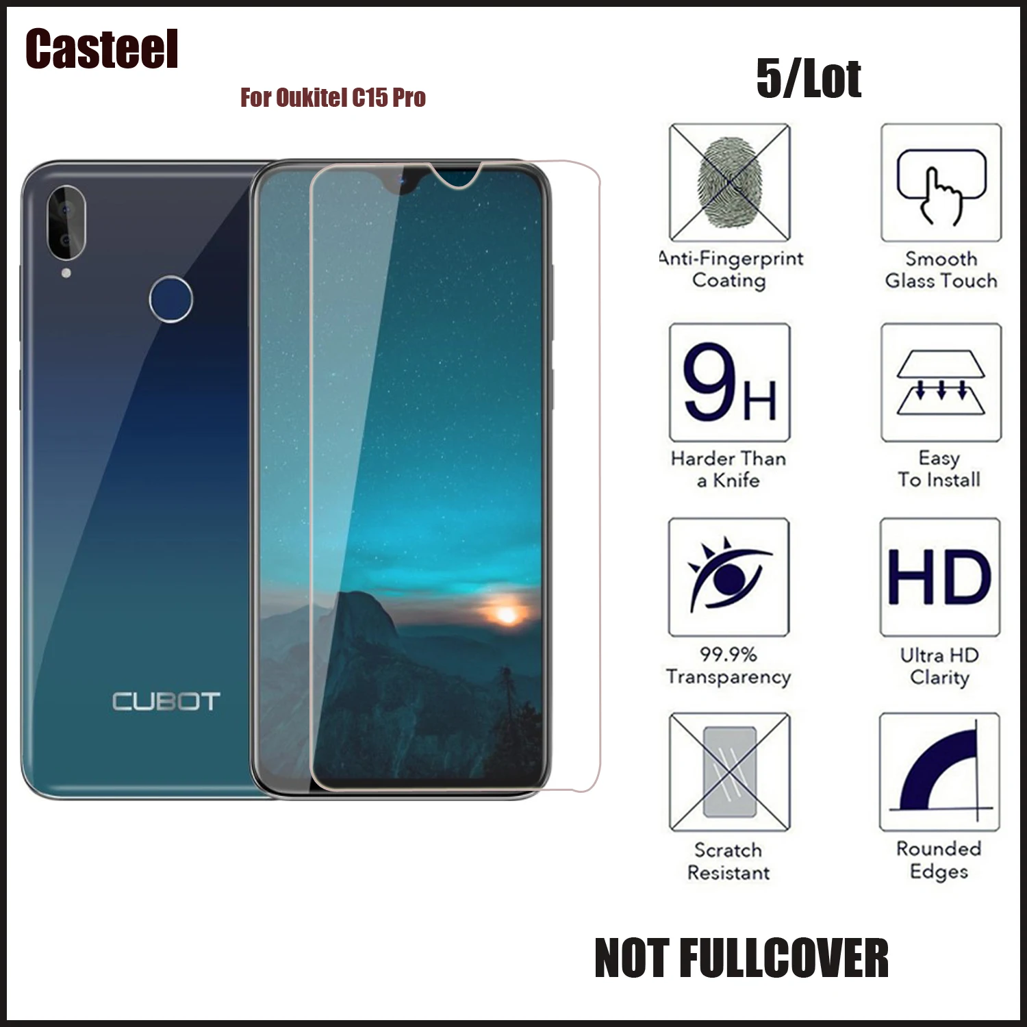 

5 шт./партия, закаленное стекло для Oukitel C15 pro c15pro, 0,3 мм, 9H