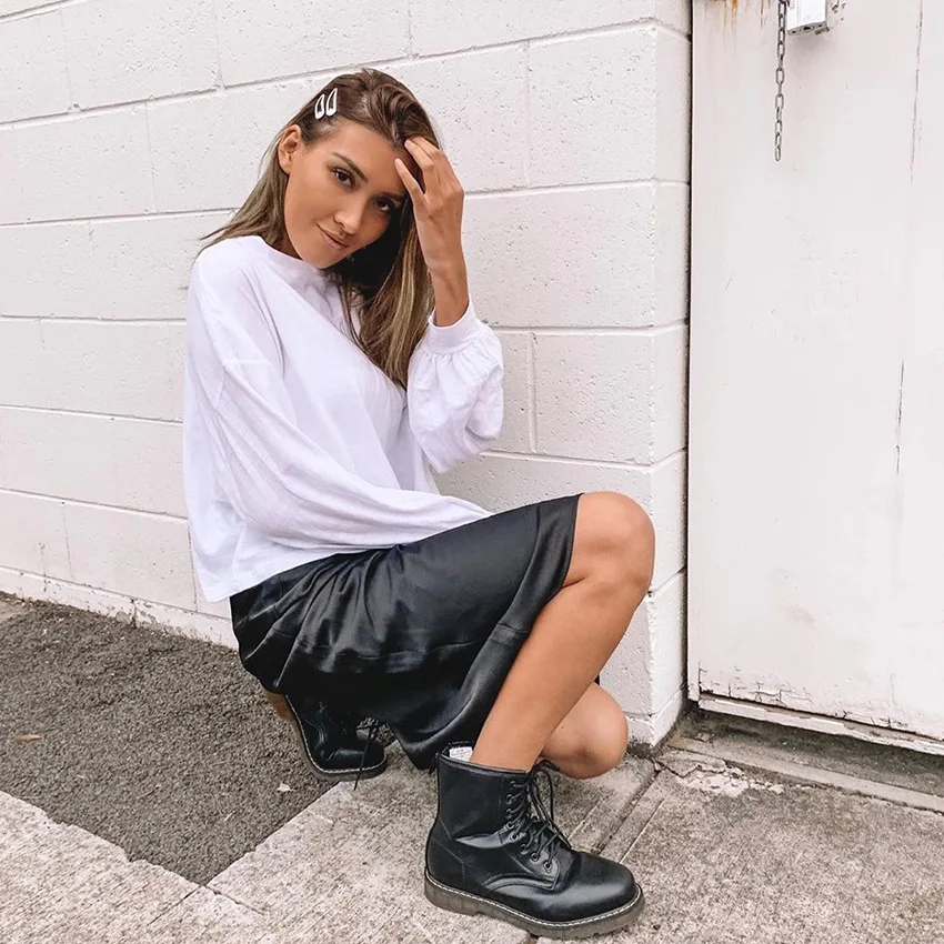 Женская атласная Юбка миди Za однотонная черная или белая длинная юбка из