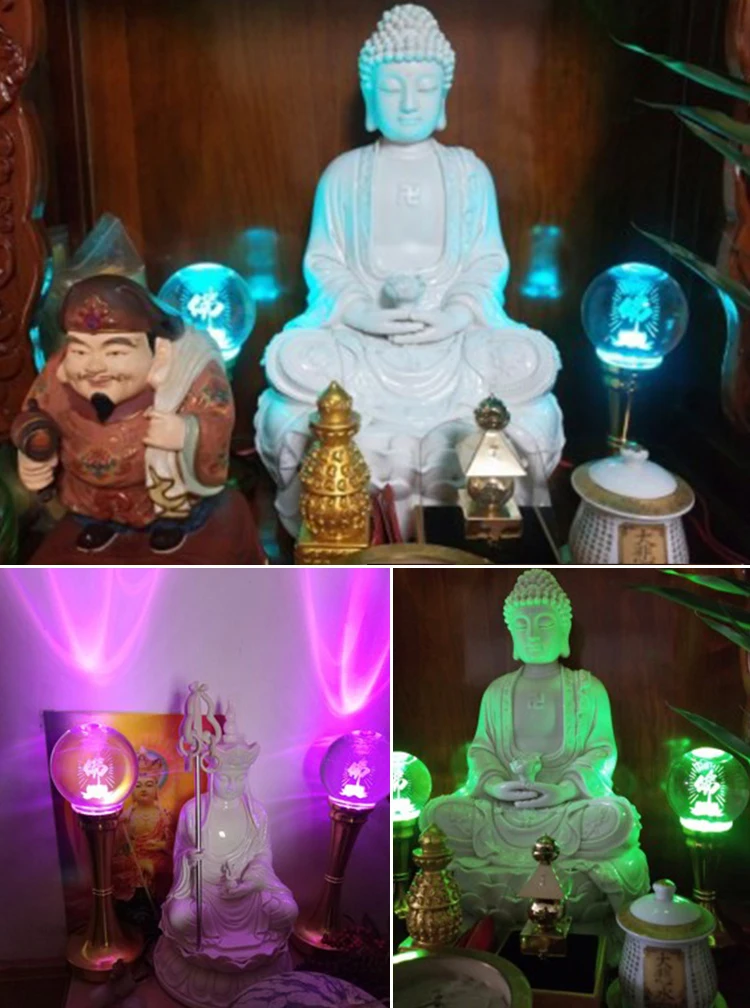 Wholesale Buddhist supplies HOME family Protection 2PCS Temple shrine enshrine worship crystal lotus color lamp | Дом и сад