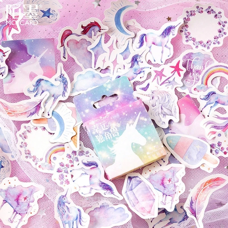 

Colorful Forest Stamp Boxed Stickers Diy Scrapbooking Paper Diary Planner Album Vintage Travel Scenery Seal Decoration