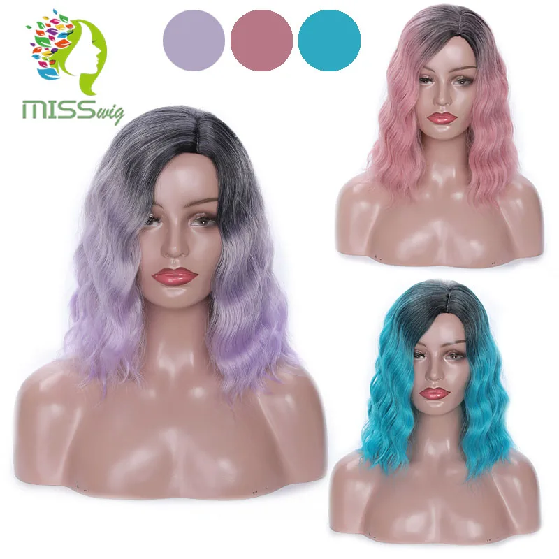 Miss wig короткие парики фиолетовые курчавые кучерявые для черных женщин