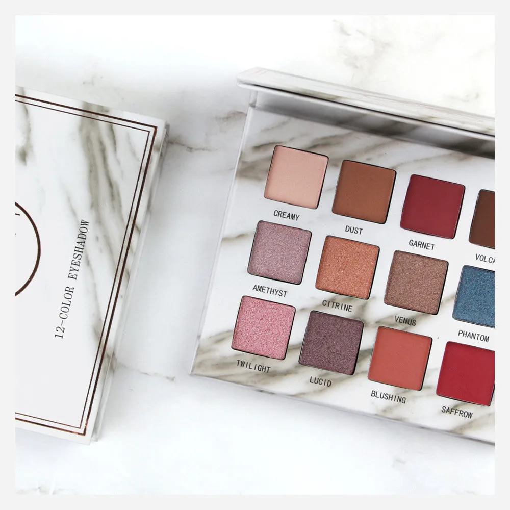 Блестящие матовые тени для век 12 цветов палитра макияжа стойкая