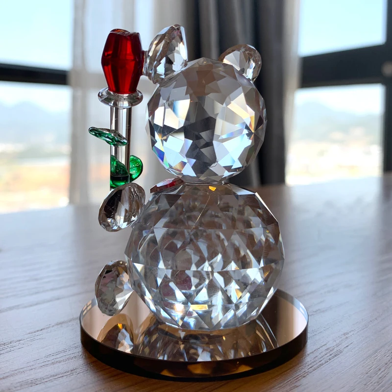 Милая Роза статуэтка животных стеклянная миниатюрная пресс папье украшение для