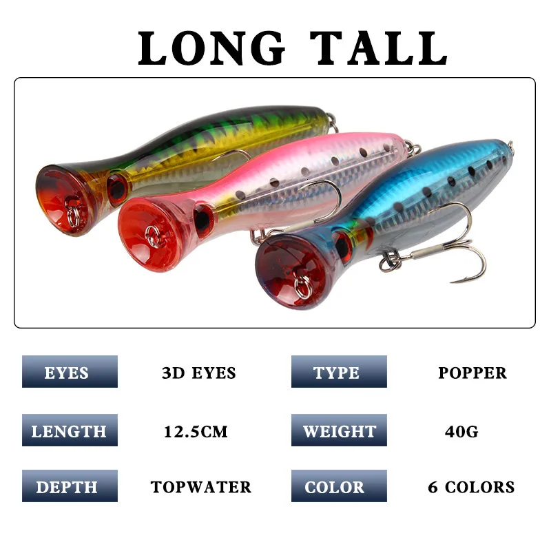 Рыболовные приманки для зимней рыбалки крупные попперы верхняя приманка воды 3d