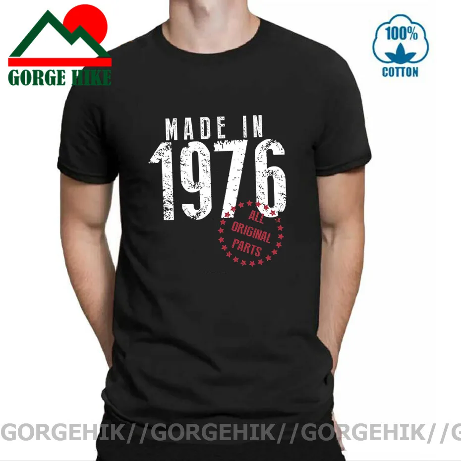 

Футболка с рисунком персонажа сделано в 1976-все оригинальные запчасти для дня рождения 1976 Ограниченная серия футболка мужской с круглым воротником с коротким рукавом Футболка