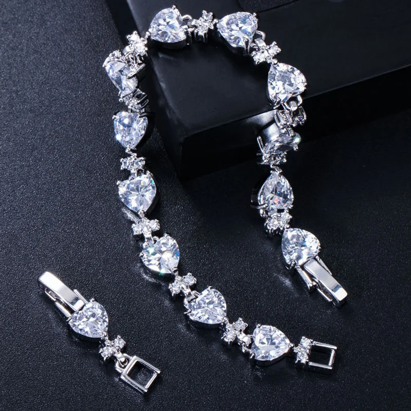 Женский браслет с фианитом в форме сердца|party bracelet|bracelet braceletsterling silver jewelry |