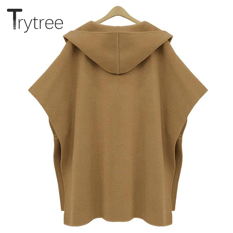 Trytree женское повседневное пальто накидка с карманами пуговицами и капюшоном