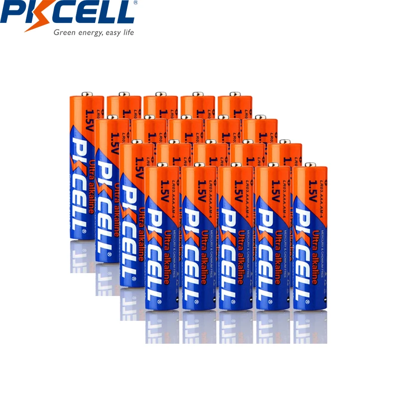 Комплект щелочных батарей PKCELL 1 5 в AAA LR03 E92 AM4 MN2400 MX2400 Вольт 3A для электронного