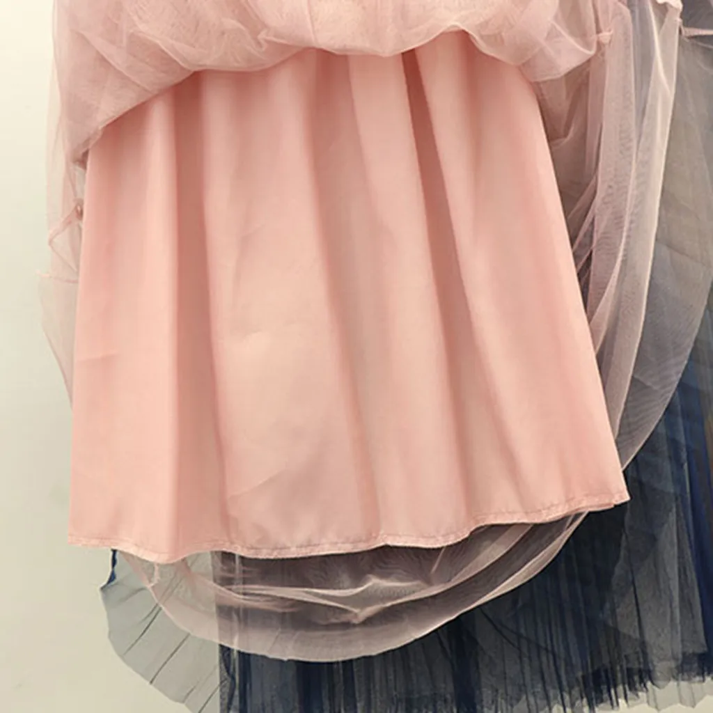 

Multi Layers Long Skirt Womens Tulle Net Princess Lace Party Skirt For Woman Summer High Waist Ball Gown Skirts Faldas Mujer