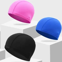 1pc swimming shower cap solid color high stretch breathable cloth swimming cap adult children swimming cap swimming accessories
