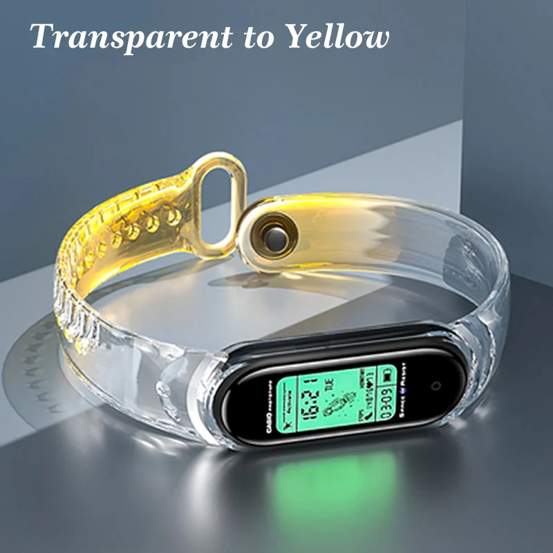 

Transparent Color Changing Strap for Mi Band 6 5 Rubber Watch Band for Xiaomi Band 4 3 Replacement Accessory Bracelet