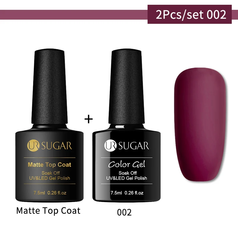 Set 2 Ur Sugar 7,5 мл матовый Гель-лак цветной УФ-гель для ногтей матовое верхнее покрытие замачиваемый УФ светодиодный Гель-лак для ногтей Гель-лак гибридный - Цвет: Set 2