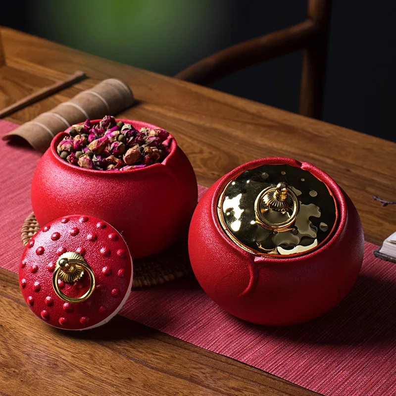 Изысканная красная круглая керамическая Герметичная Бутылка для хранения
