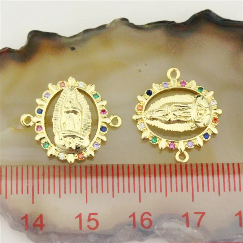 17*14mm 20pcs/lot Religion cz oval charm connector multicolor cubic zirconia micro pave jewelry component | Украшения и