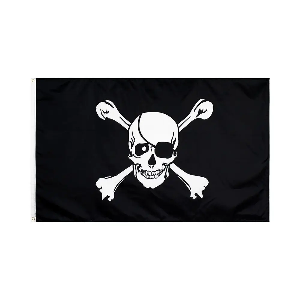 

Hot Sale Polyester Hanging Jolly Roger Skull Cross Bones Pirates Flag