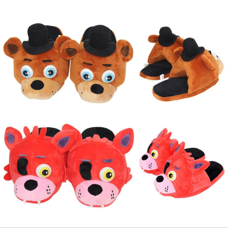 Тапки FNAF пять ночей у Фредди для мужчин и женщин плюшевые комнатные тапочки Фокси