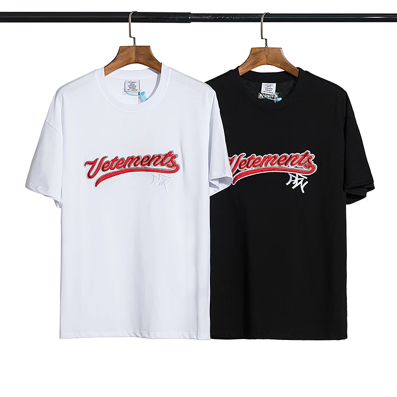 

Vetements Red Letter Embroidery T Shirts Women Men Best-quality Vetements 1：1 Pure Cotton Leisure T-Shirts