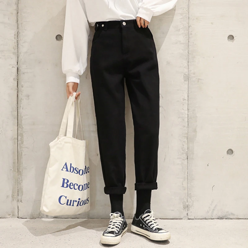 Женские джинсы на весну с высокой талией свободного покроя | Женская одежда