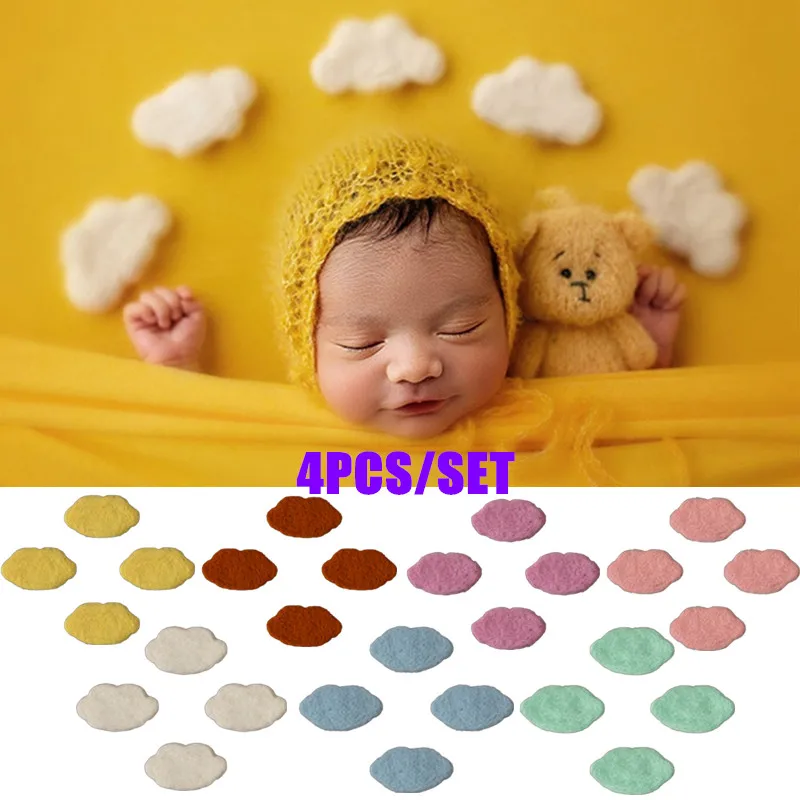 Accesorios de fotograf&iacute;a para reci&eacute;n nacidos, hecho a mano globo de fieltro de lana, decoraciones para estudio infantil, accesorios para sesi&oacute;n de fotos de beb&eacute;, 4 Uds.-0