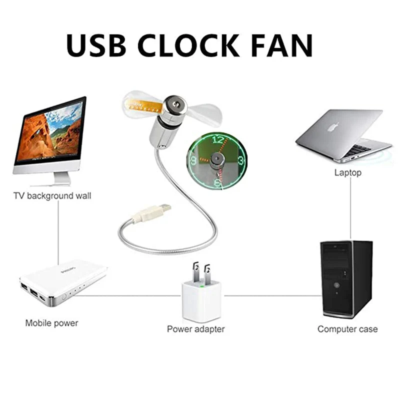 Мини портативный вентилятор Usb Перезаряжаемый гибкий светодиодный дисплей в