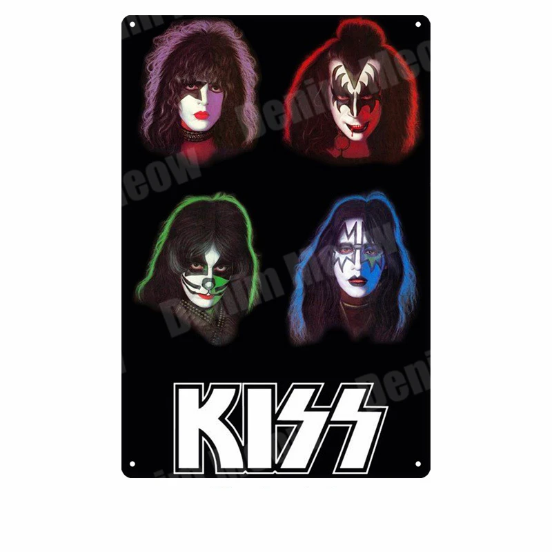 Kiss Band табличка винтажная металлическая жестяная вывеска домашний бар Паб Клуб декоративные металлические тарелки музыка рок наклейки на стену железный Арт плакат MN5