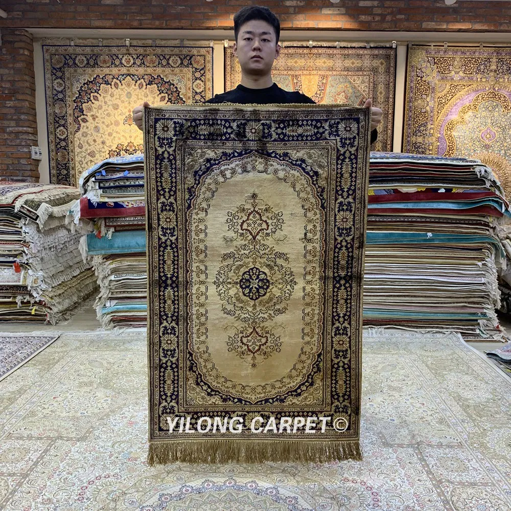 Турецкий Шелковый ковер YILONG 2 5 'x 4' Молитвенный ручной работы (LH1005B) | Дом и сад