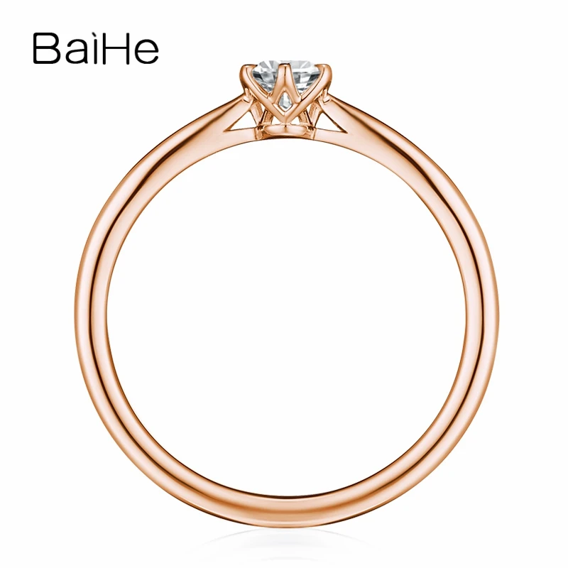 BAIHE Solid 10K белое золото(AU417) Сертифицированный 0.25ct круглый вырез тренд Moissanite свадебные женские ювелирные изделия элегантные Подарочные Кольца