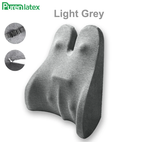 Light Grey Пуренлатексная Подушка с эффектом памяти, поясничная подушка, Боковая поддержка, Защита позвоночника, копчик, ортопедическое автомобильное сиденье, офисный диван, стул, задняя подушка - Цвет: Light Grey