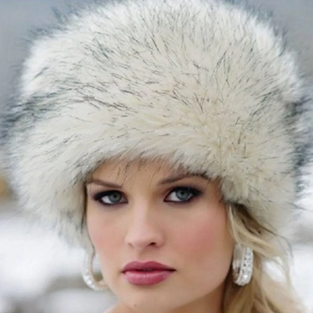 

Women Ladies Luxury Faux Fur Snow Hat Russian Winter Autumn Warmer Ear Cap Ski Plush Hat Fox Fur Warm Fashion All-match Lovely