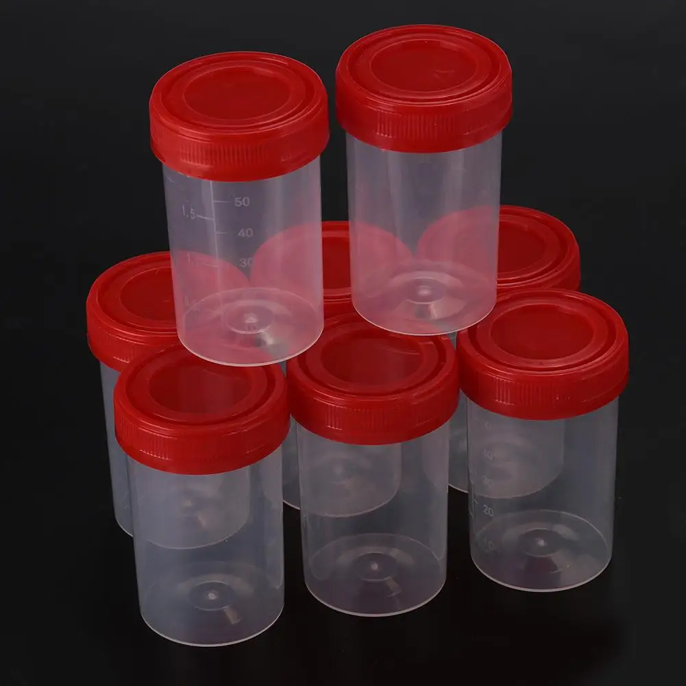

Specimen Bottle Safe Convenient 60ml Disposable Container Test Sample Cup 50pcs/Set Nosodochium Inspect Sample Collect
