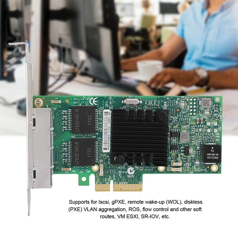 I350-T4V2 4-Port Gigabit Ethernet PCI-Express X4 Use for  I350AM4 Server Adapter Network Card
