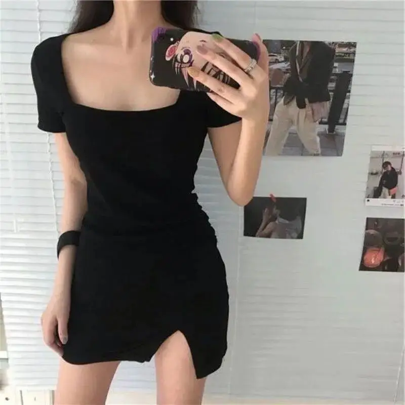 

Women Sexy Dresses 2021 Summer party mini dress Fashion Dress V-Neck Short Sleeve Bodycon Slim Casual Bodycon Short skirt