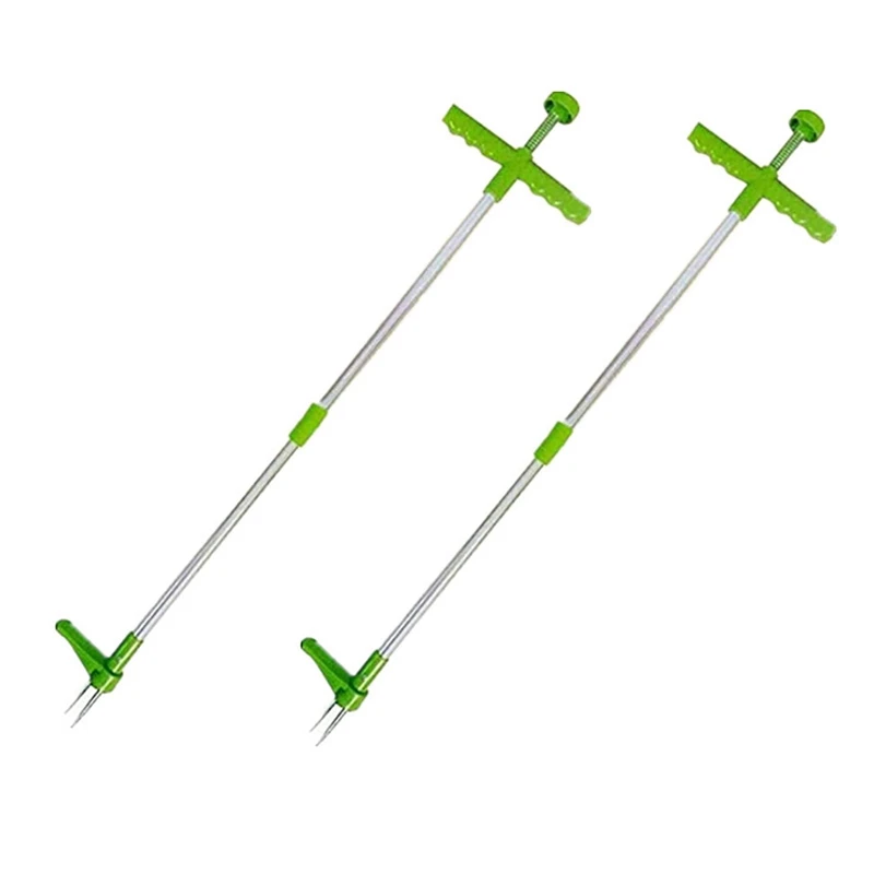 

2 Pack Stand-Up Weeder Root Removal Tool 39inch Long Reinforced Aluminum Pole Manual Remover Weed Puller Hand Tool