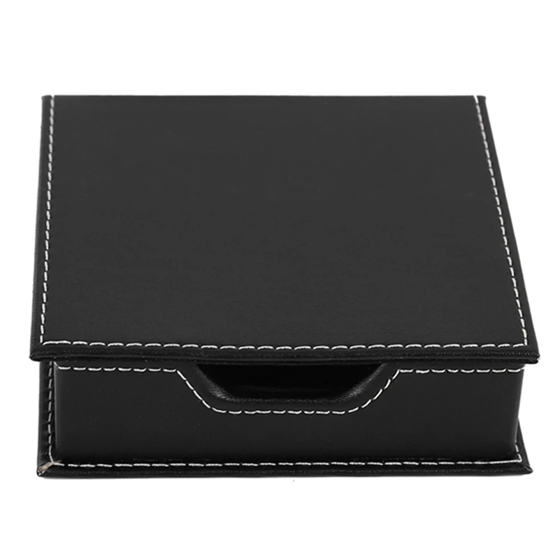 

PU Leather Desk Stationery Box Organizer & Leather Memo Box Office School Supplies Card Holder Note Holder Sticky