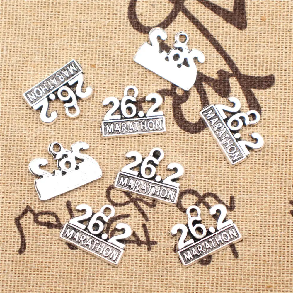 

Heart Pendant 13x17mm 26.2 Marathon Charms Antique Silver Color 10pcs