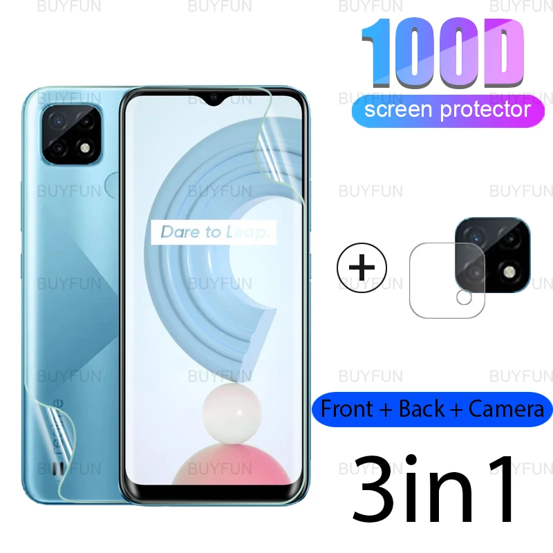 

Для Realme C21 6,5 дюймов HD спереди и длинное сзади гидрогель пленка защиты безопасности с обмоткой эластичной пленкой для realme c 21 rmx3201 камера защи...