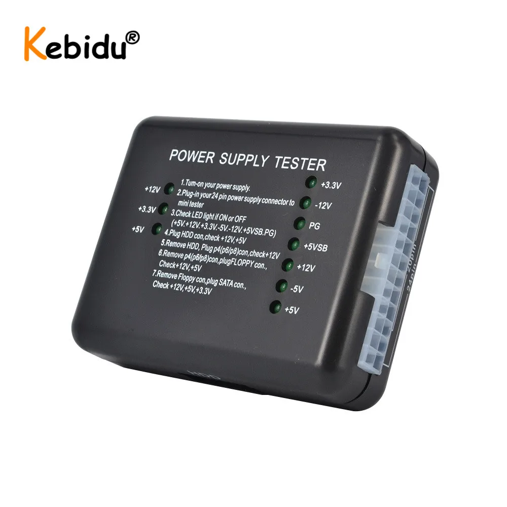 

20/24 Pin PC Computer Power Supply Tester Checker LED for PSU ATX SATA HDD Meter Measuring for PC Compute 12V 5V 3.3V