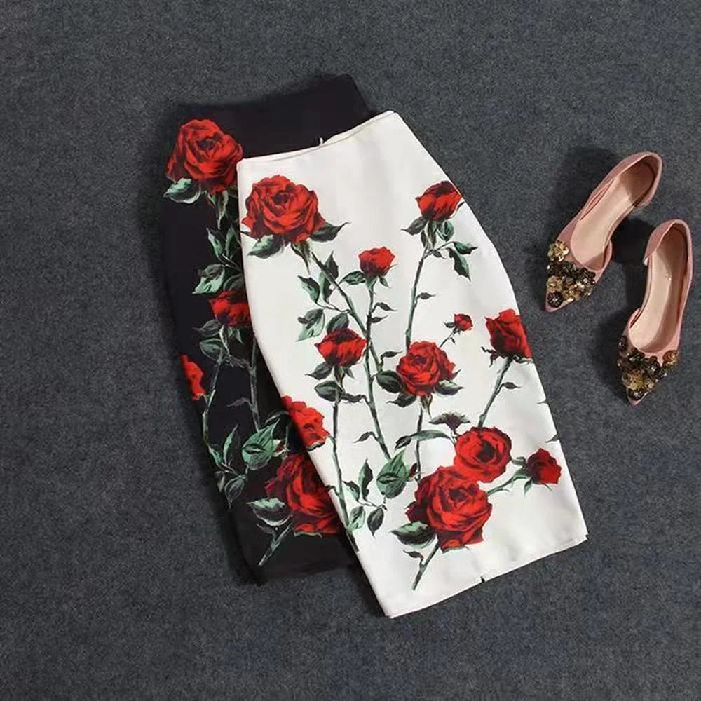 

Sexy Girl Bodycon Womens 2021 New Knee Length Midi Pencil Office High Waist Floral Skirt Summer Fashion Women Clothing