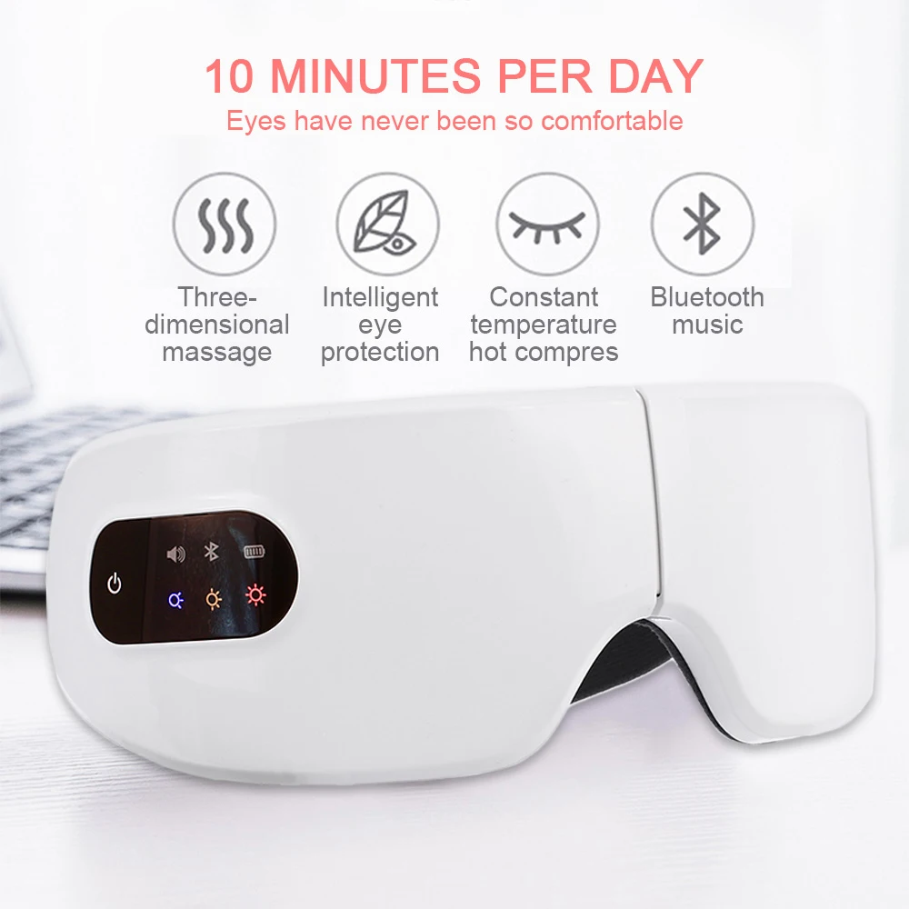 USB Rechargeable Electric Eye Massager Bluetooth Music Heating Eye Massage SPA Collapsible Eye Fatigue Relieve Eye Care Device zeesea eye
