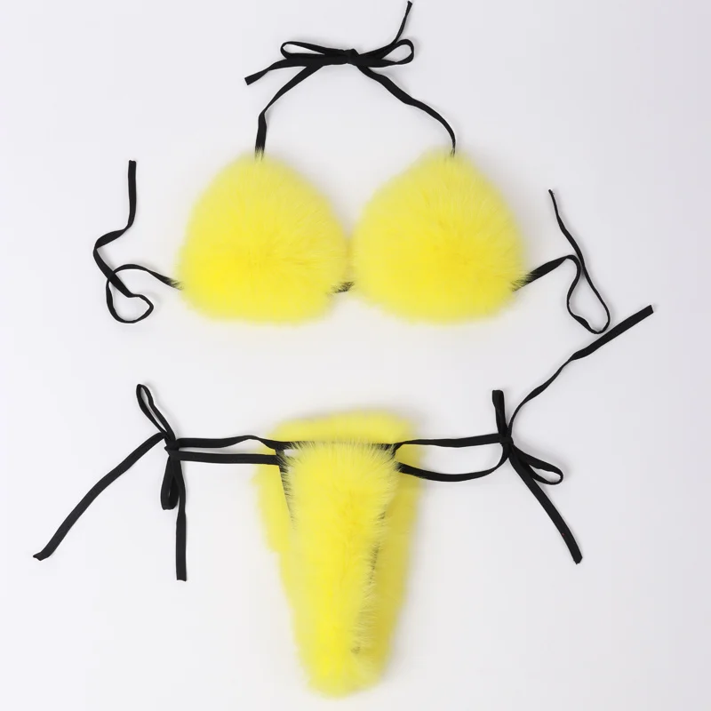 

SHZQ бикини из натурального меха, женское бикини из натурального меха