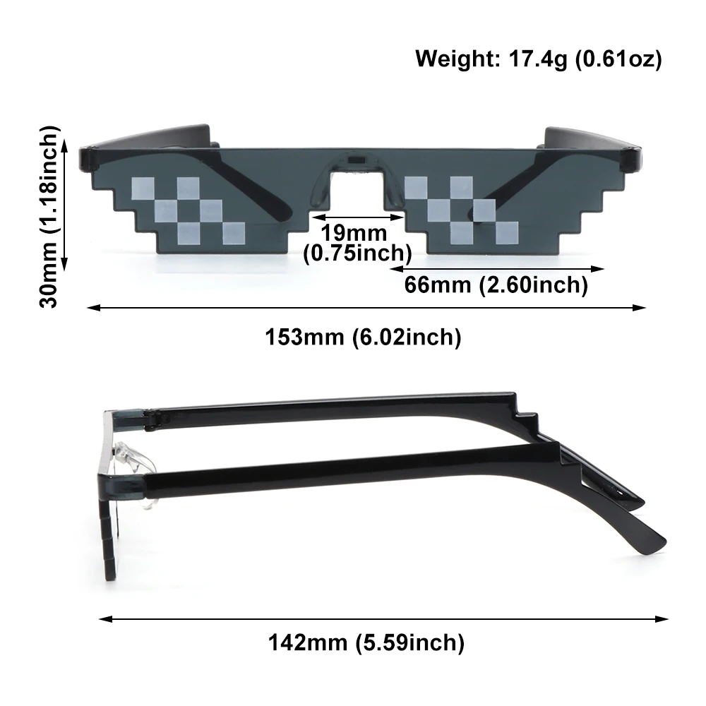 Модные пиксельные мозаичные солнцезащитные очки геймерский робот косплей Thug Life