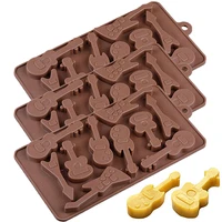 3pcs silicone guitar shape chocolate molds jelly pudding ice cube cake mold cake decorating accessories diy baking tools