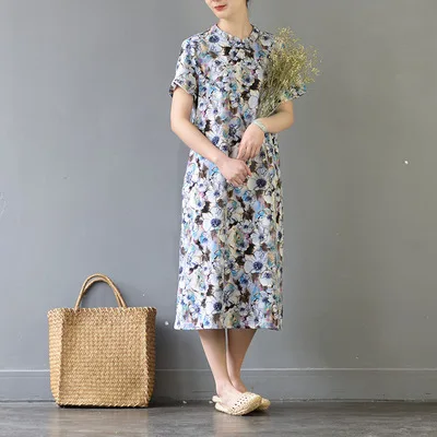 Женское платье с цветочным принтом и пряжкой в стиле ретро | Женская одежда