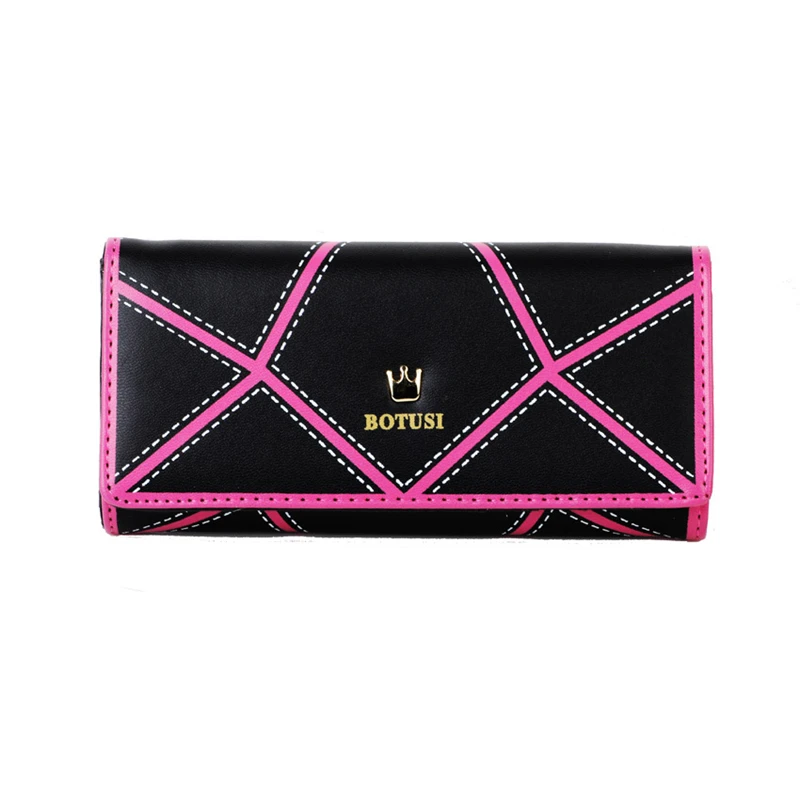

2021 New Korean Version Of The Geometric Women's Wallet Three Fold Crown Color Matching Long Wallet Wallet Mobile Phone Bag