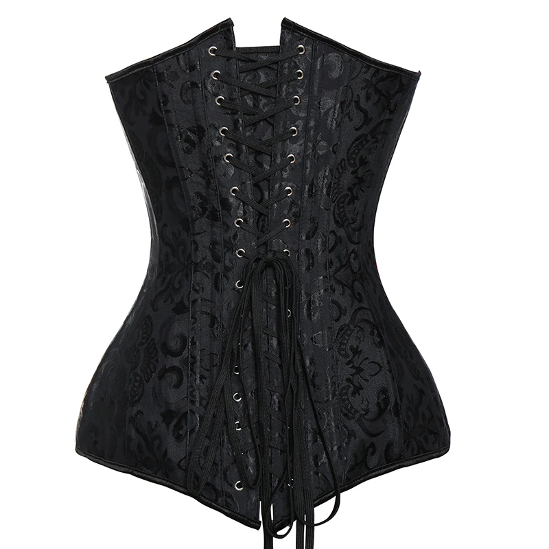 Bustiers & Corsets Boned Overbust Corset Lace Up Waist Trainer Bustier Top Long Torso Hourglass Bodyshaper Steampunk Corselet