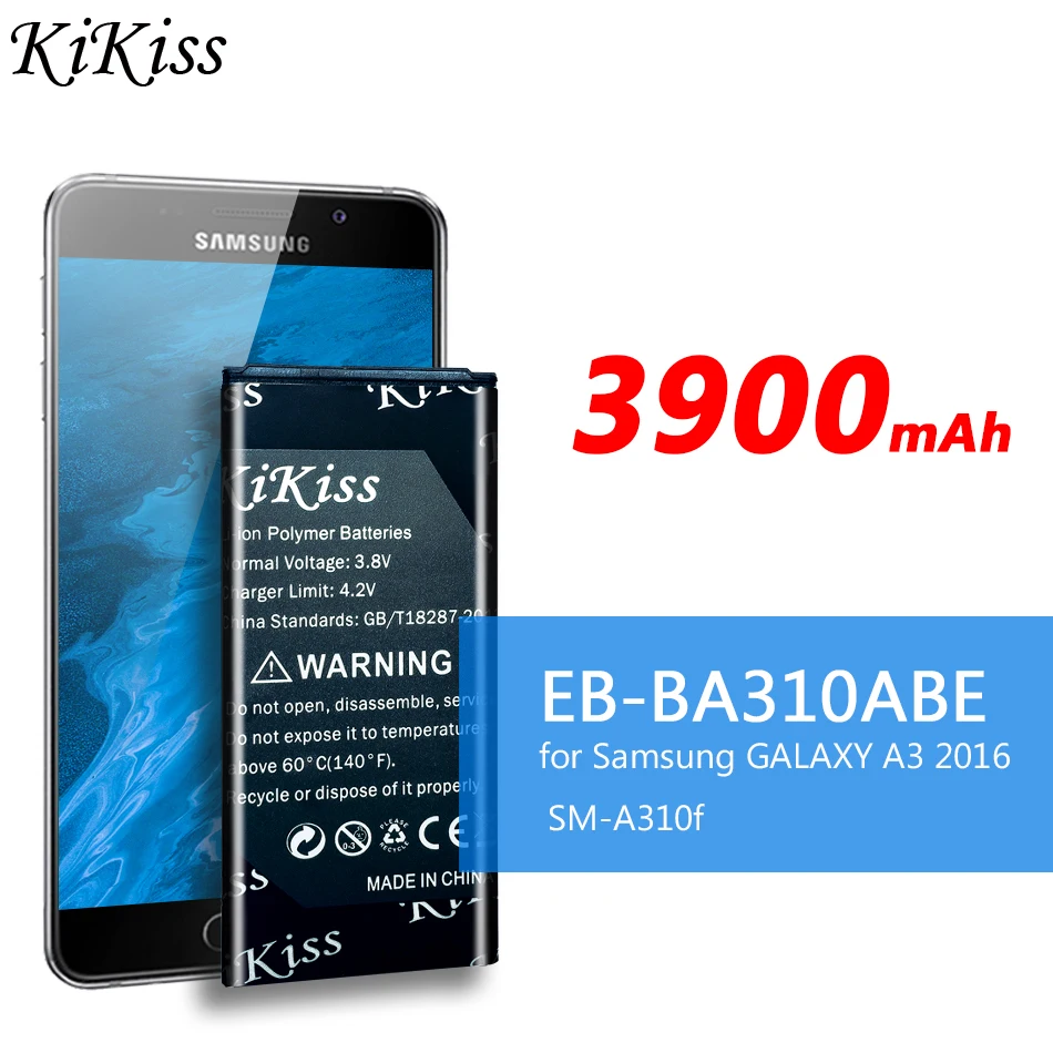 

Аккумулятор KiKiss для Samsung Galaxy A3 2016 Edition A310 A310F A310M A310Y A310F/DS DUOS EB-BA310ABE, аккумулятор 3900 мАч + Инструменты