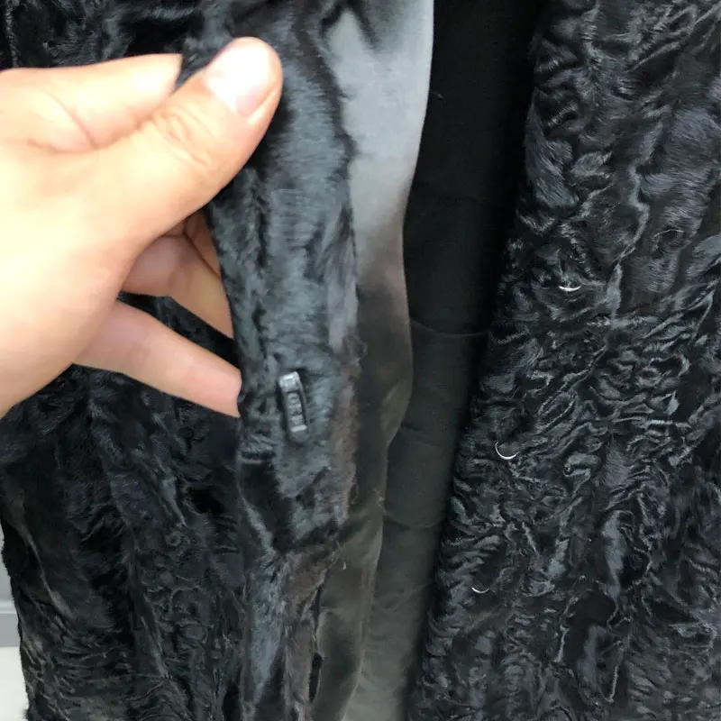 

Real fur coat Natural karakul fur coat long section Mink collar ladies warm sheepskin coat winter