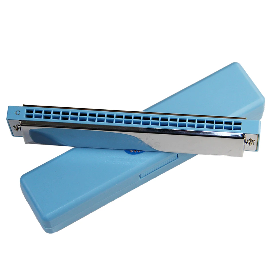 Металлическая губная гармоника с 24 отверстиями и восьмиугольным ключом