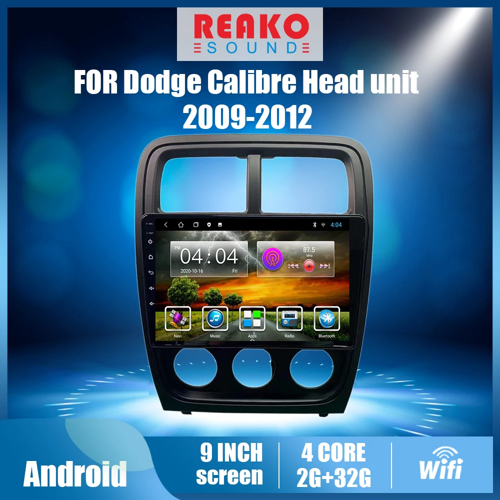

REAKOSOUND For Dodge Caliber 2009-2012 Head Unit Aftermarket 2 Din 9" Android Car Multimedia Video FM BT GPS Navigation Player
