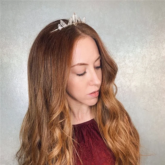 

Blue Titanium Quartz Crystal Crown Crystal Headband,Women's Gothic Headband Engagement Party Fairy Crown Birthday Gift